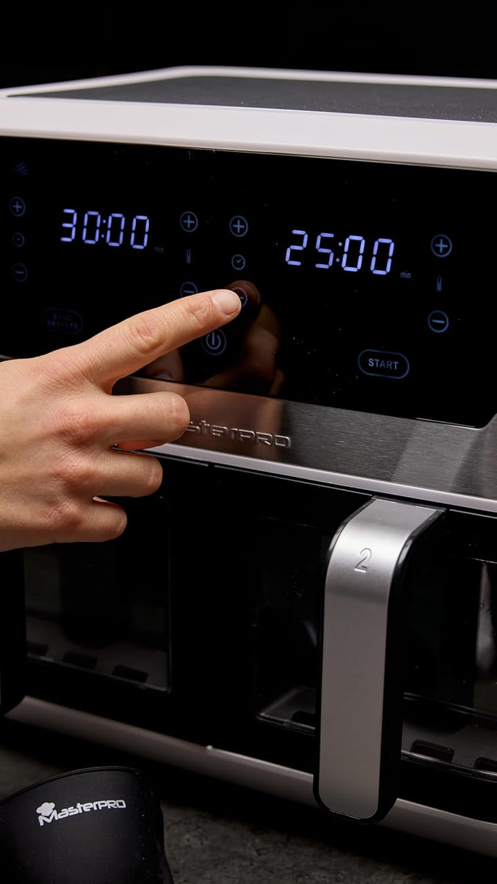 MasterPRO Rocket Duo 900-9 Liter 2400w Doppel-Luftfritteuse - Zeit- und Temperaturkontrolle - Digita