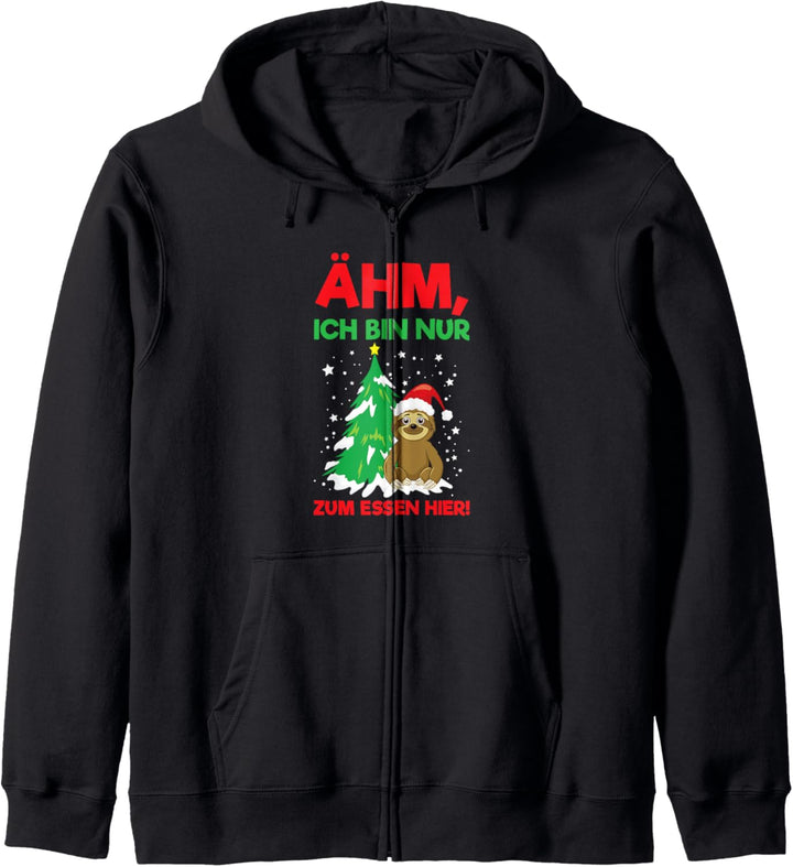 Bin Nur Zum Essen Hier Weihnachten Faultier Kapuzenjacke