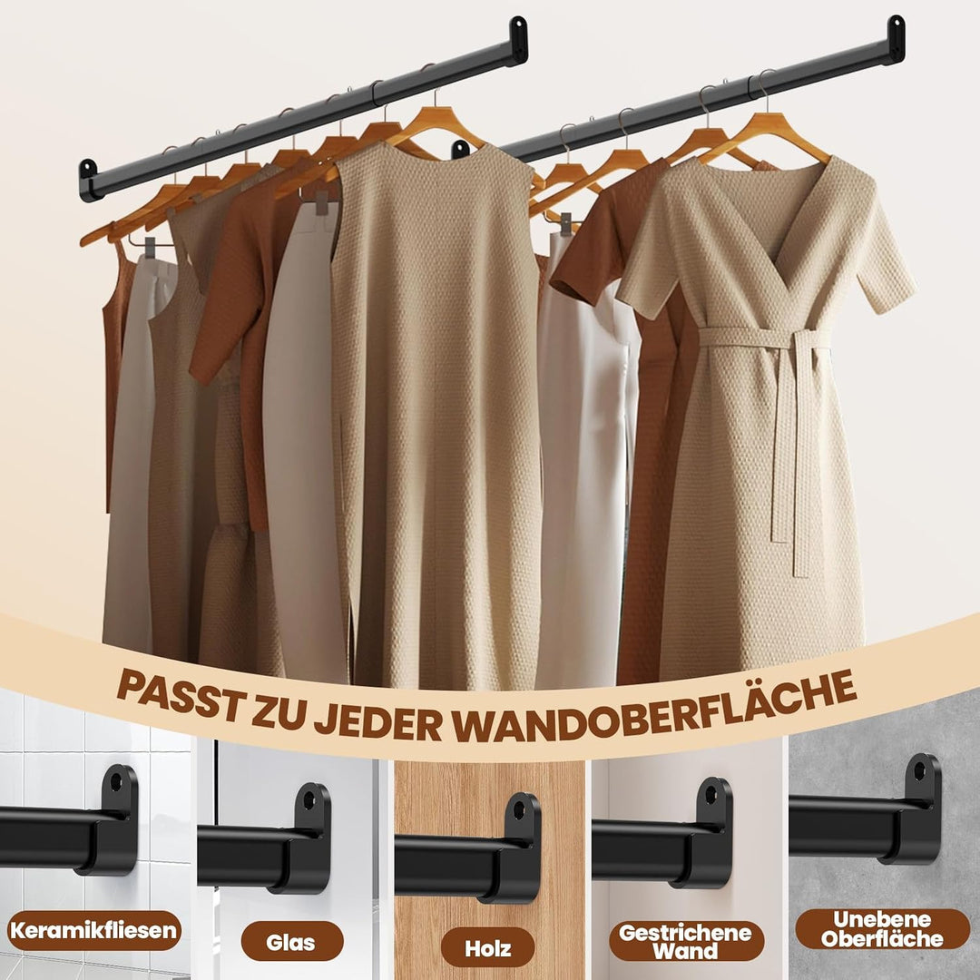 Mavivegue Kleiderstange Schrank, 42-161cm Oval Kleiderstange Ausziehbar | Kleiderstange Wandmontage