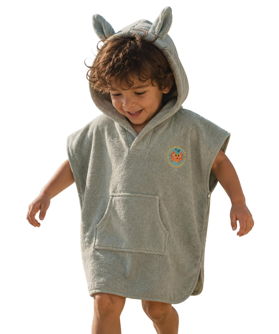 PandaHome Linden &amp; Green Badeponcho Kinder, Frottee-Poncho für Jungen und Mädchen aus 100% Baumwolle