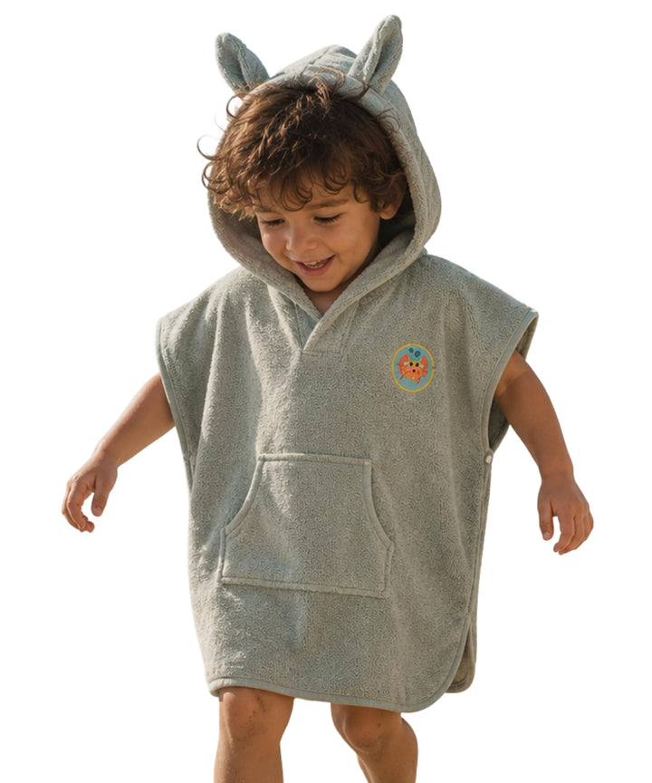 PandaHome Linden &amp; Green Badeponcho Kinder, Frottee-Poncho für Jungen und Mädchen aus 100% Baumwolle