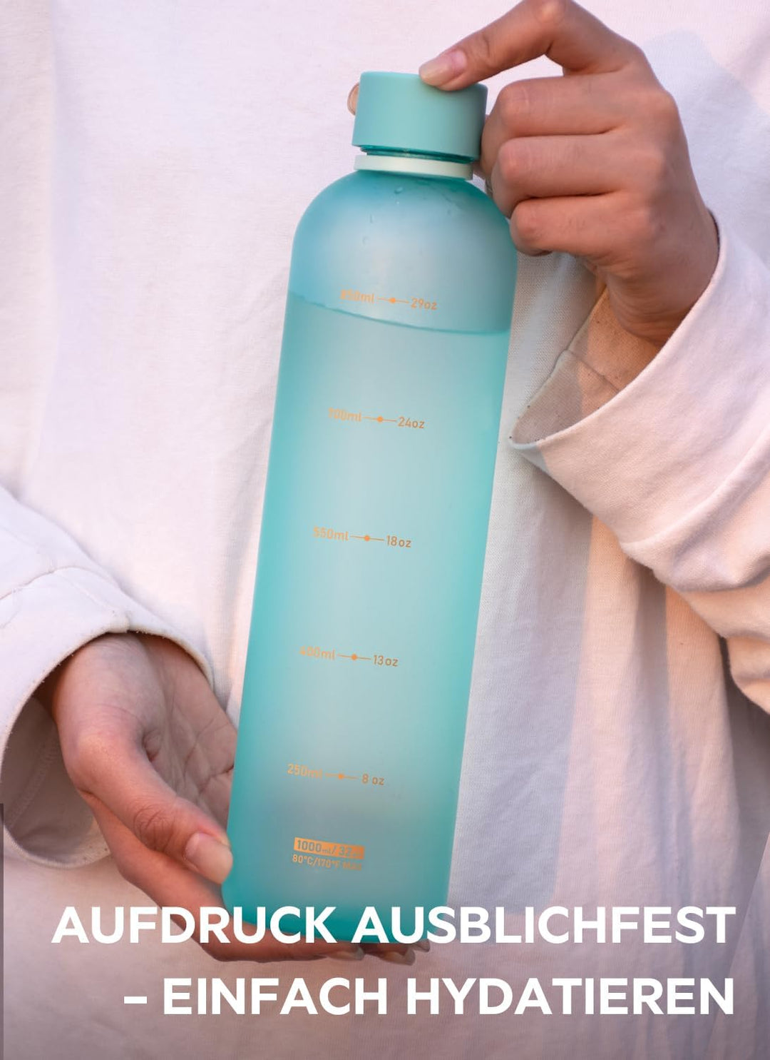 Opard Slim Trinkflasche 1l, Kohlensäure geeignet Wasserflasche, Water Bottle Spülmaschinenfest, BPA