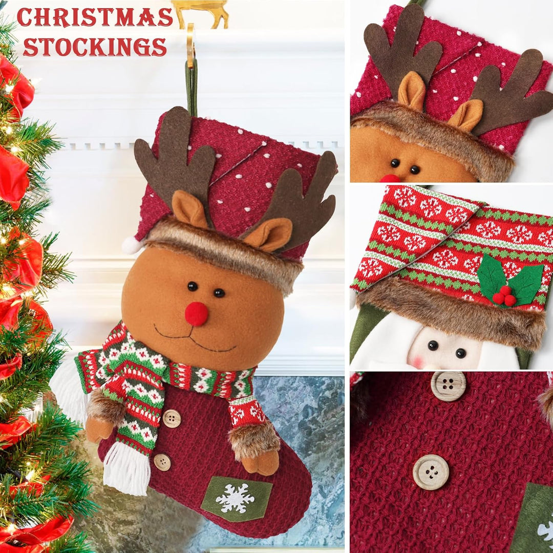 LOMOHOO Nikolausstrumpf,3 Stück Weihnachtsstrumpf, Gross Nikolausstiefel zum Befüllen Aufhängen, Nik