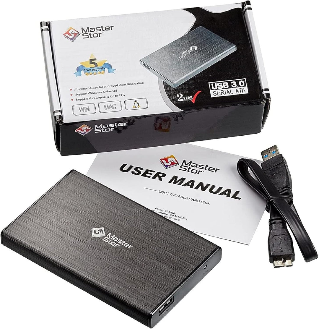 MasterStorb Externe Festplatte, USB 3.0, superschnell, 6,35 cm (2,5 Zoll), SATA-Laptop-Festplatte, t