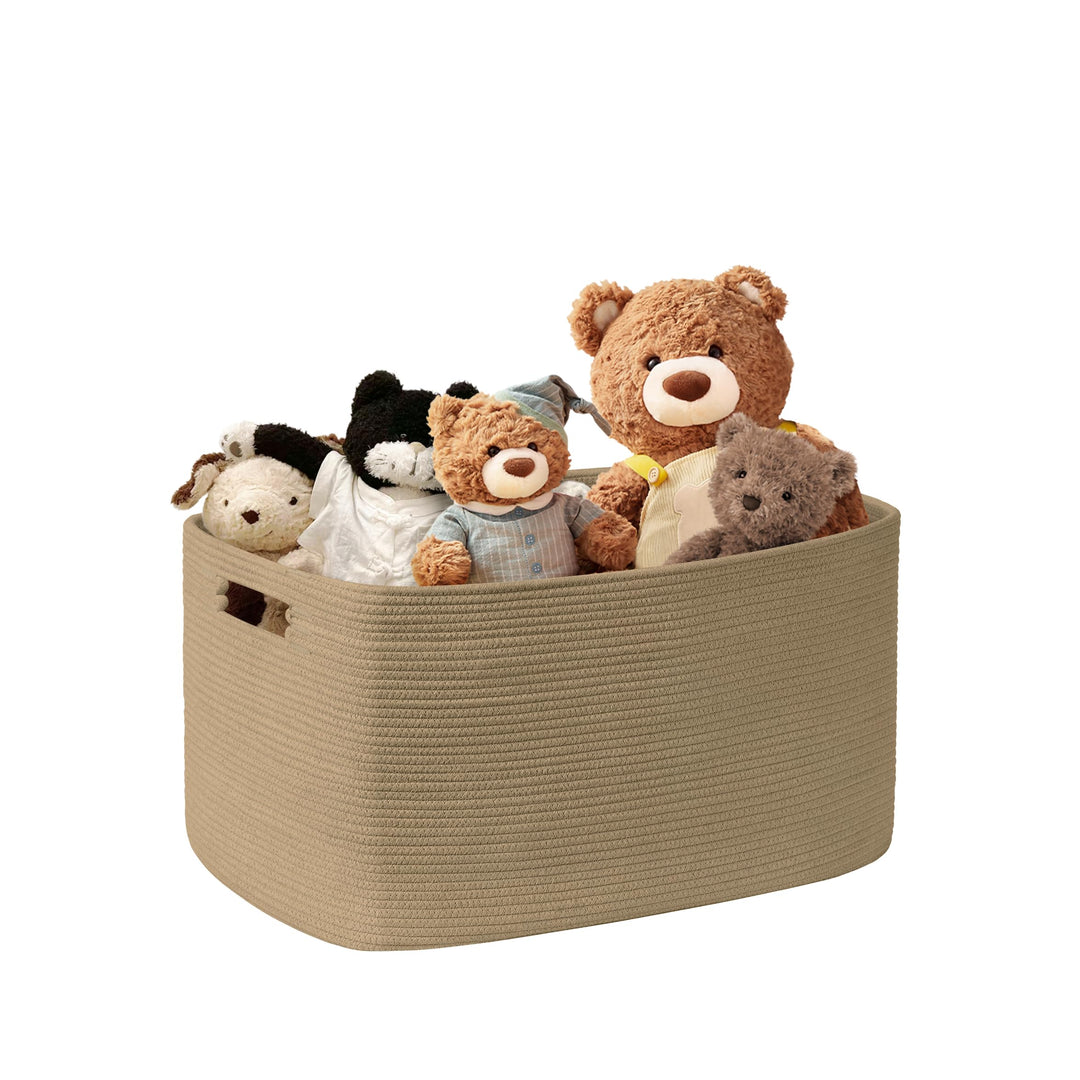 Kleiner 45L Aufbewahrungskorb aus Baumwollseil, Boho Korb für Spielzeug Decken, Wäschekorb Geflochte