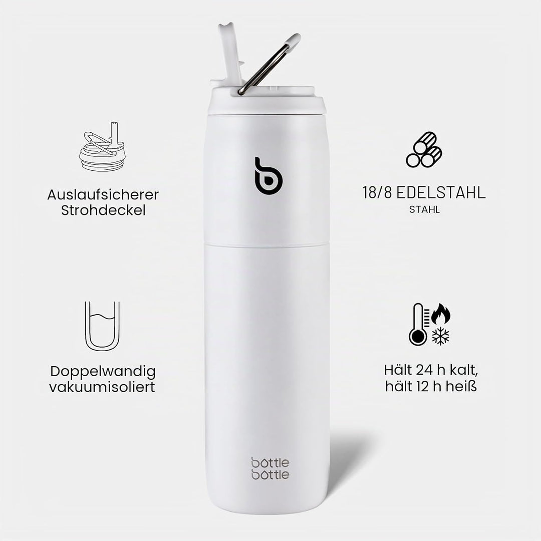 BOTTLE BOTTLE Isolierte Wasserflasche Edelstahl 32oz(946ml) mit Strohhalm Griff für Sport, Reisen, F