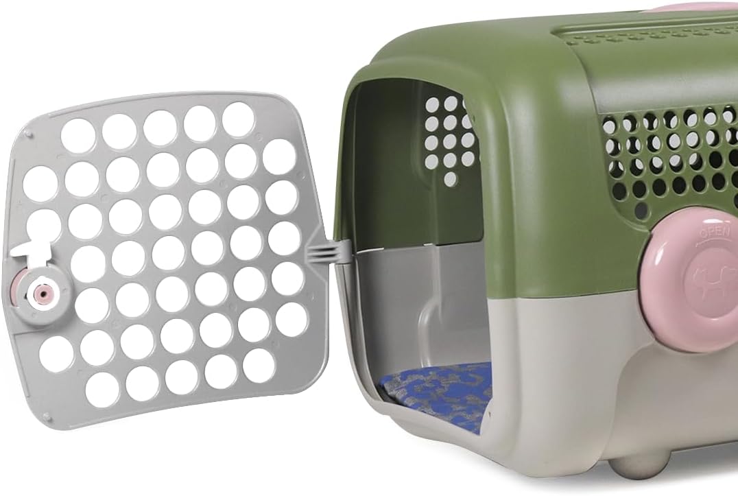 UNITED PETS A.U.T.O. Transportbox für Hunde und Katzen, robust, hergestellt in Italien, Grün/Taupe,