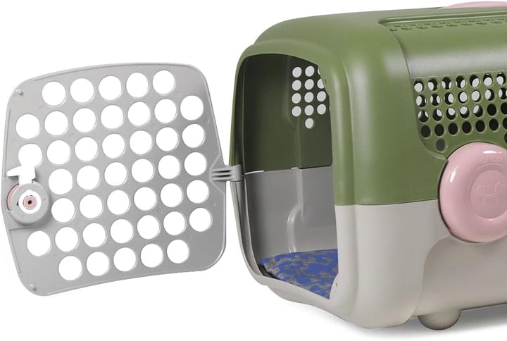 UNITED PETS A.U.T.O. Transportbox für Hunde und Katzen, robust, hergestellt in Italien, Grün/Taupe,