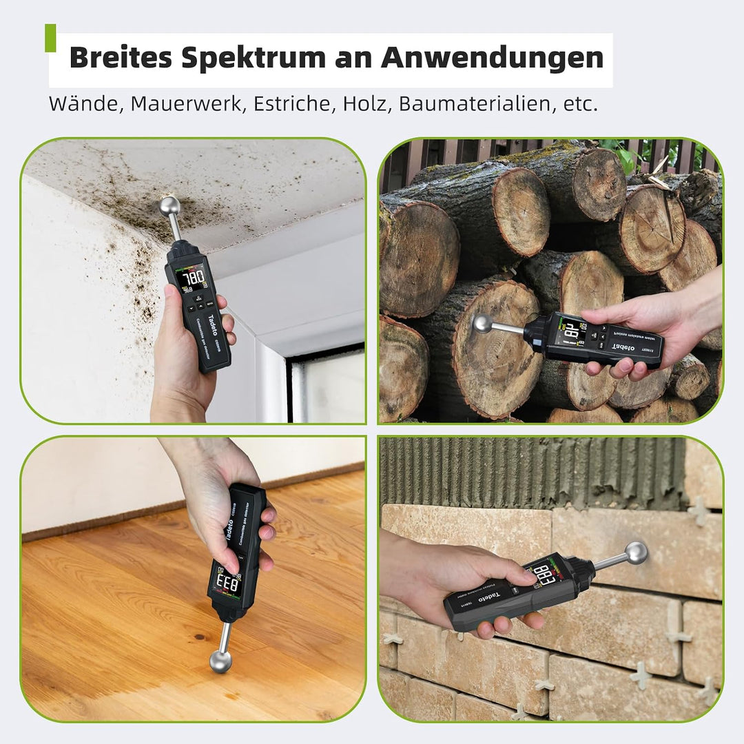 Feuchtigkeitsmessgerät, Zerstörungsfreie Messung Feuchtemessgerät mit Farb-LCD und Akustischem Alarm