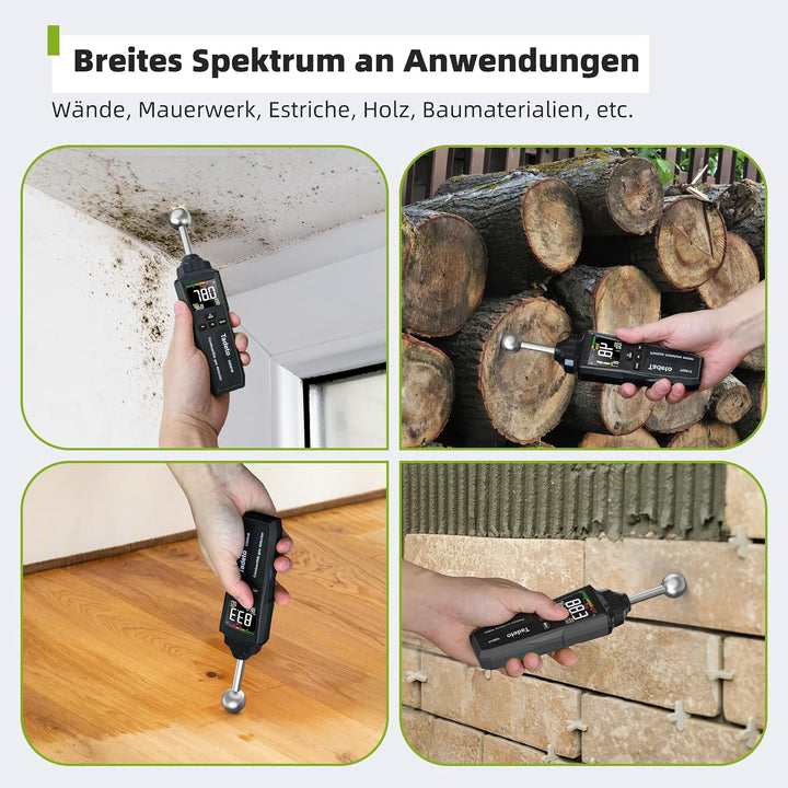 Feuchtigkeitsmessgerät, Zerstörungsfreie Messung Feuchtemessgerät mit Farb-LCD und Akustischem Alarm