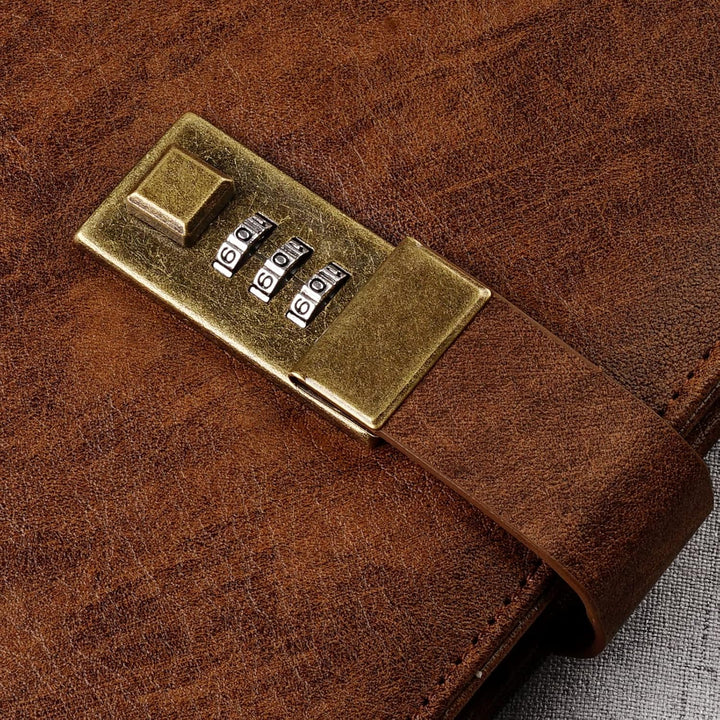 WEMATE-Tagebuch mit Schloss, A5-PU-Lederjournal mit Schloss, 240 Seiten, verschliessbarer Tagebuchpl