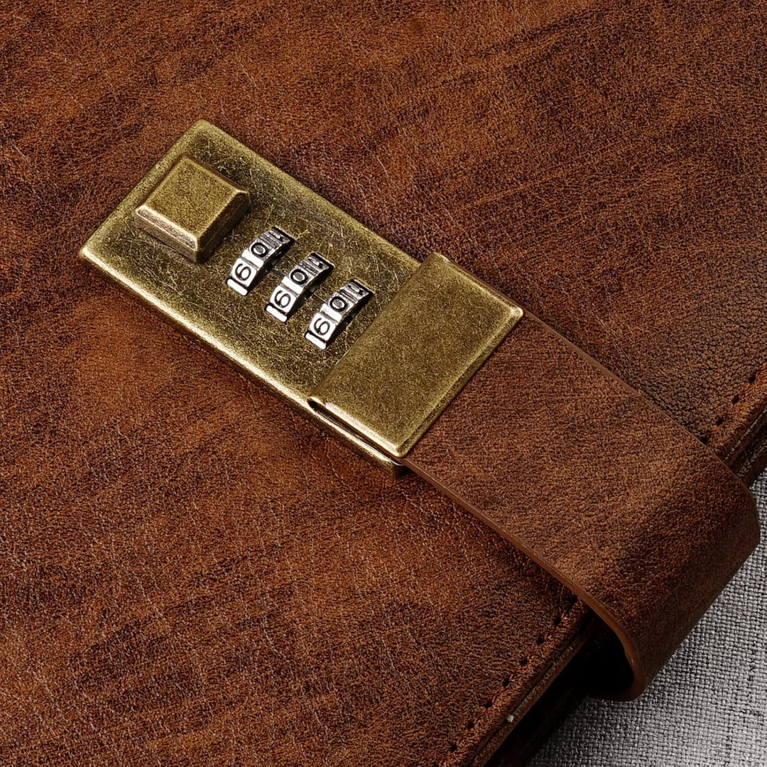 WEMATE Tagebuch mit Schloss, A5 PU Leder Journal mit Schloss 240 Seiten, Vintage Lock Journal mit St