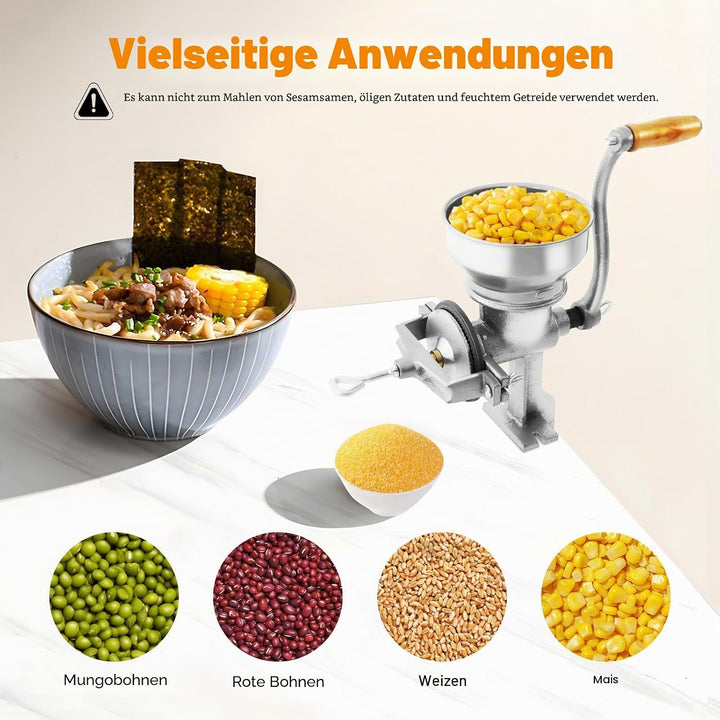 Manuelle Getreidemühle, Fräsgrobheit Einstellbar Quetsche aus Gusseisen, 0,5kg Fassungsvermögen, C-K