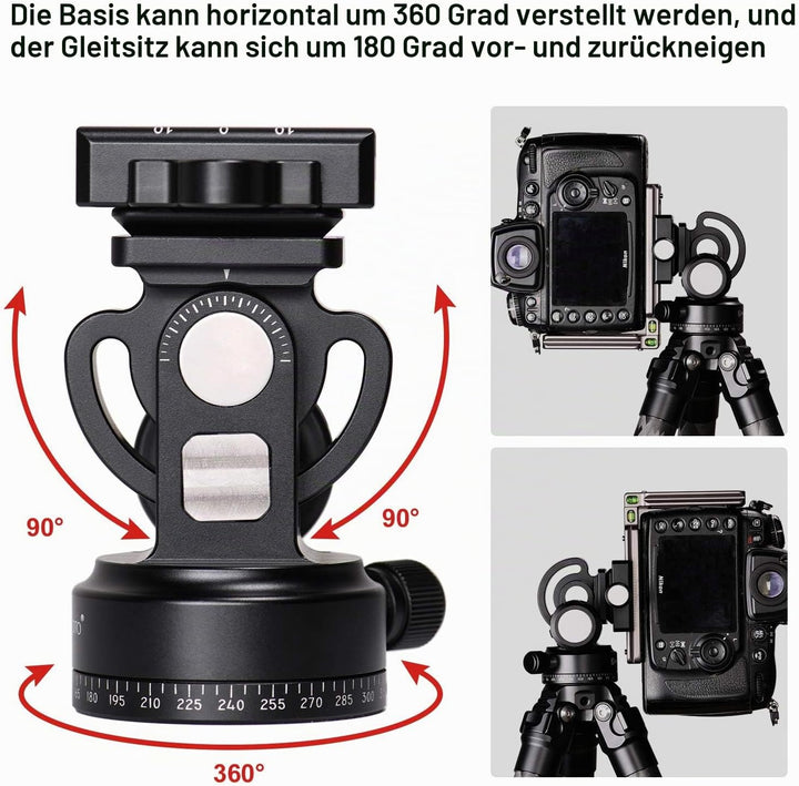 Sunwayfoto DT-02D50 2-Wege-Neiger Stativkopf schwarz