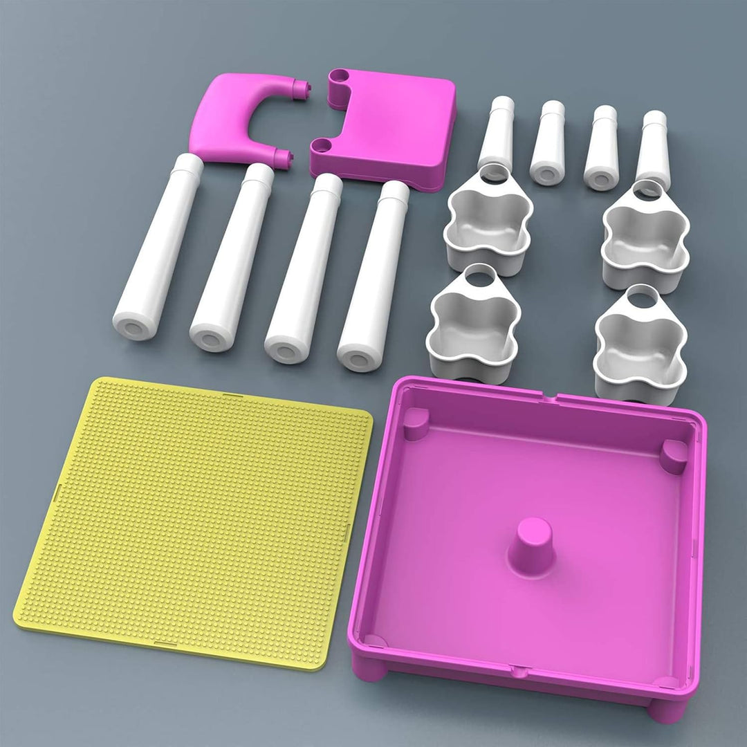 burgkidz Kindertisch mit Stühle, Kinder Tisch Stuhl Set für Prinzessin Mädchen mit 128 Stück Grosse