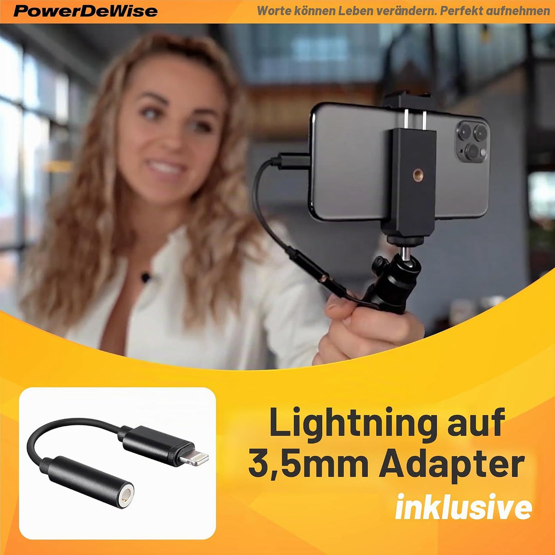 Professionelles Lavalier-Mikrofon mit Adapter, kompatibel mit iPhone – Ansteckmikrofon für iPhone 5