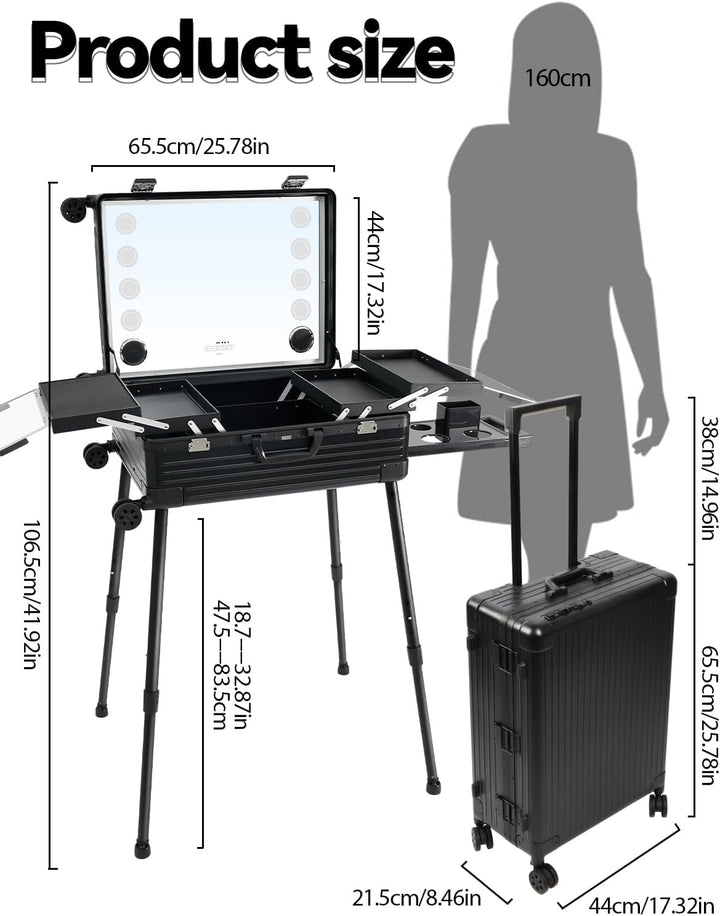 EBANKU Kosmetikkoffer Trolley Schminkkoffer, 24in PC Rolling Makeup Train Case Professionelle Künstl