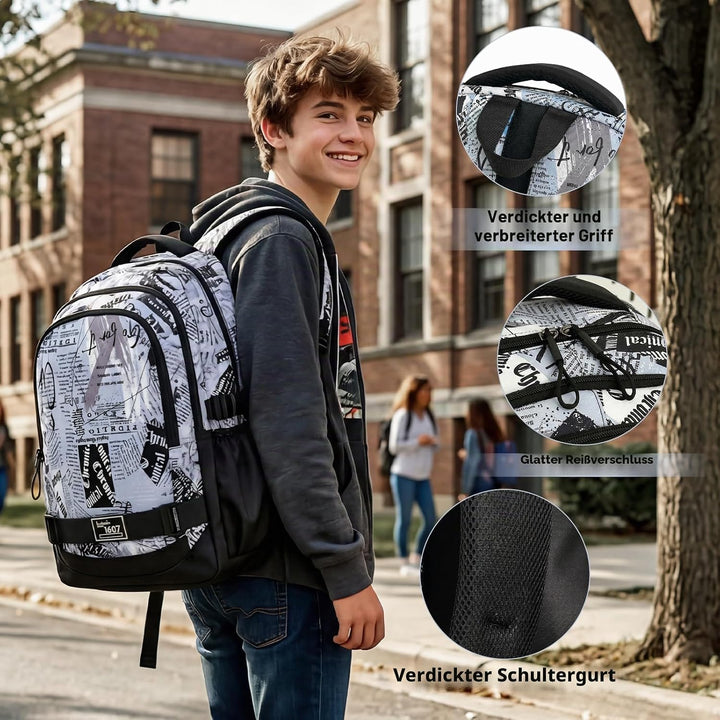 Amythe Schulrucksack Jungen Teenager, Rucksack Schule Gymnasium Oberstufe Schulranzen mit Laptopfach