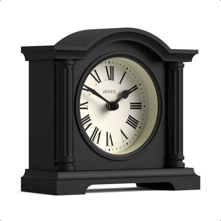 JONES CLOCKS® Kensington Kaminuhr | Klein Klassische Uhr mit gewölbtem Oberteil | Schwarz | Stilvoll