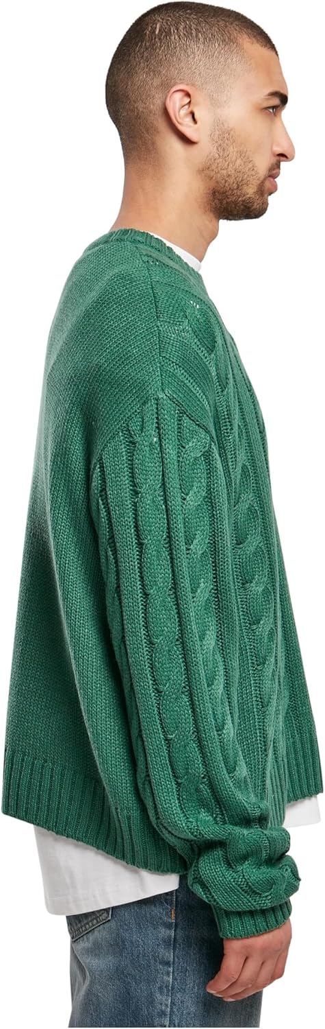 Urban Classics Boxy Sweater, legerer einfarbiger oversize Männer Strickpullover mit Zopfmuster, erhä