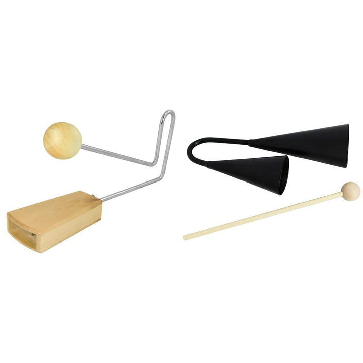 Tiger VIB7-WD Vibraslap - Holz & A-Star AGG02 Agogo doppel Metall Glocke Bundle mit Cowbells, Bundle