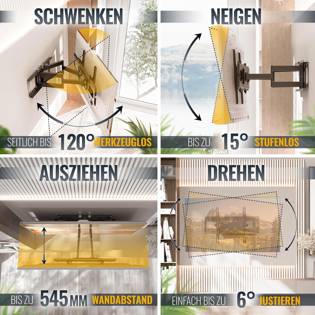 RICOO TV Wandhalterung Fernseher Schwenkbar Neigbar für 40-75 Zoll, Universal TV Halterung R06, Fern