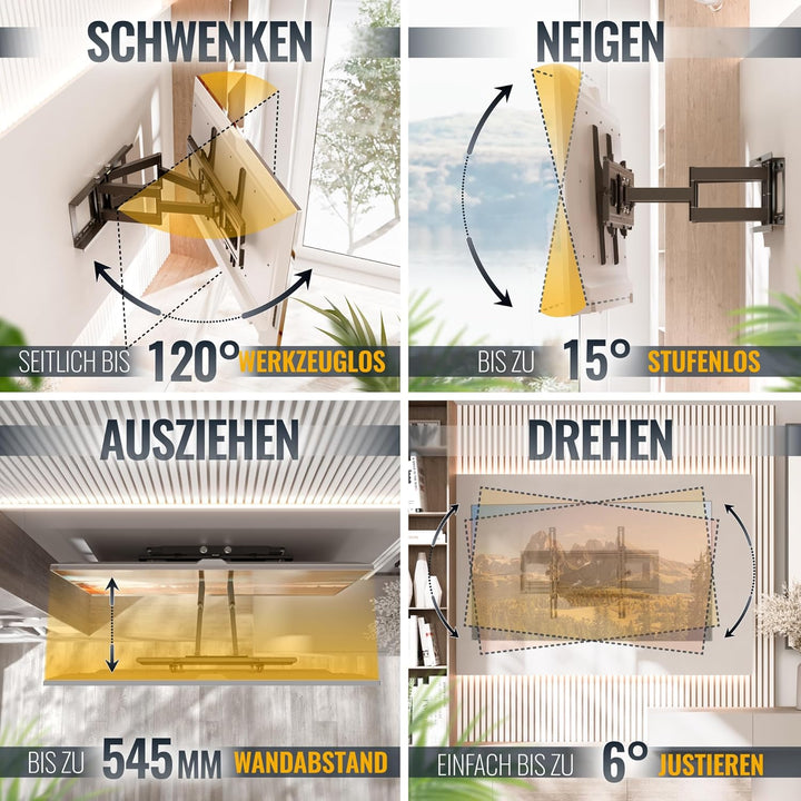 RICOO TV Wandhalterung Fernseher Schwenkbar Neigbar für 40-75 Zoll, Universal TV Halterung R06, Fern