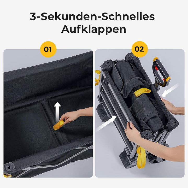 BougeRV Elektrischer Bollerwagen faltbar, 200 kg Belastbarkeit, Campingwagen mit Antrieb, 250W Doppe
