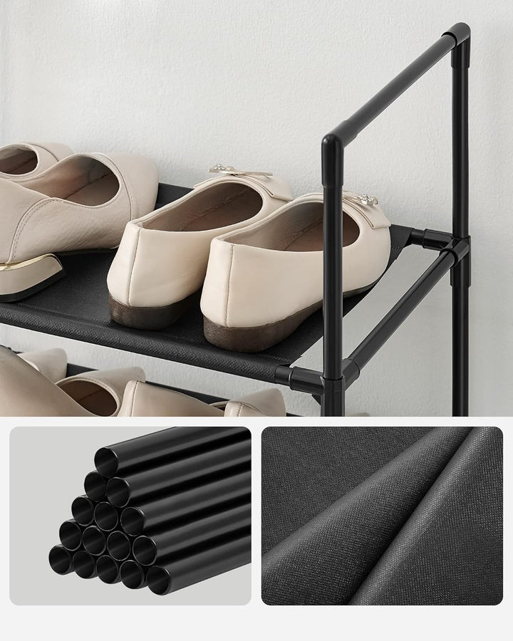 SONGMICS Schuhregal,10 Ebenen, Schuhablage, Schuhaufbewahrung, schmal, 28 x 45 x 173 cm, Metallgeste