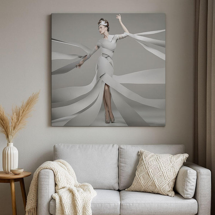 Bilder auf Leinwand Frau Modell Streifen Emotionen Leinwandbild 60x60cm Wandbilder Dekoration Wohnzi