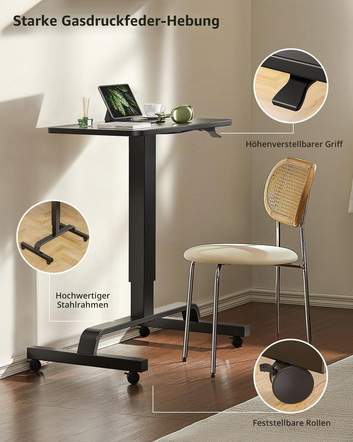 WALKINGDESK Stehpult Höhenverstellbar Schreibtisch mit 4 Rollen, Mobiler Stehtisch 60 x 40cm, Kleine