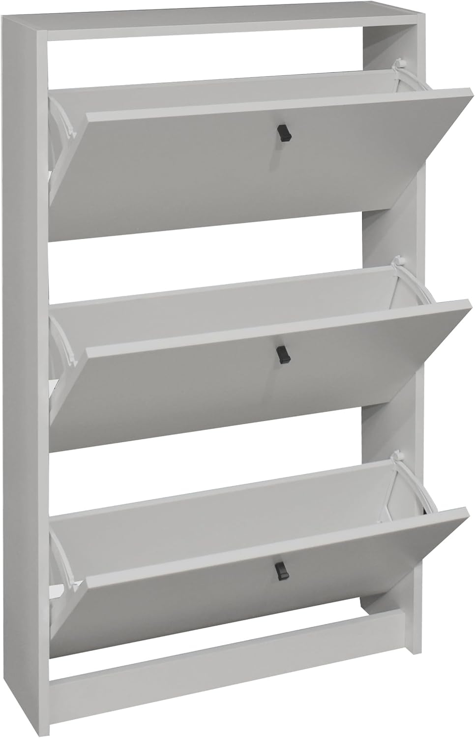 möbelando Schuhkipper >Flap< in kreidegrau matt Lack, Holzwerkstoff - 60x104x16cm (BxHxT)