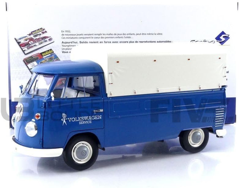 Solido 421187900 VW T1 Pritsche/Plane, Volkswagen Service, Baujahr 1950, Modellauto, Massstab 1:18,