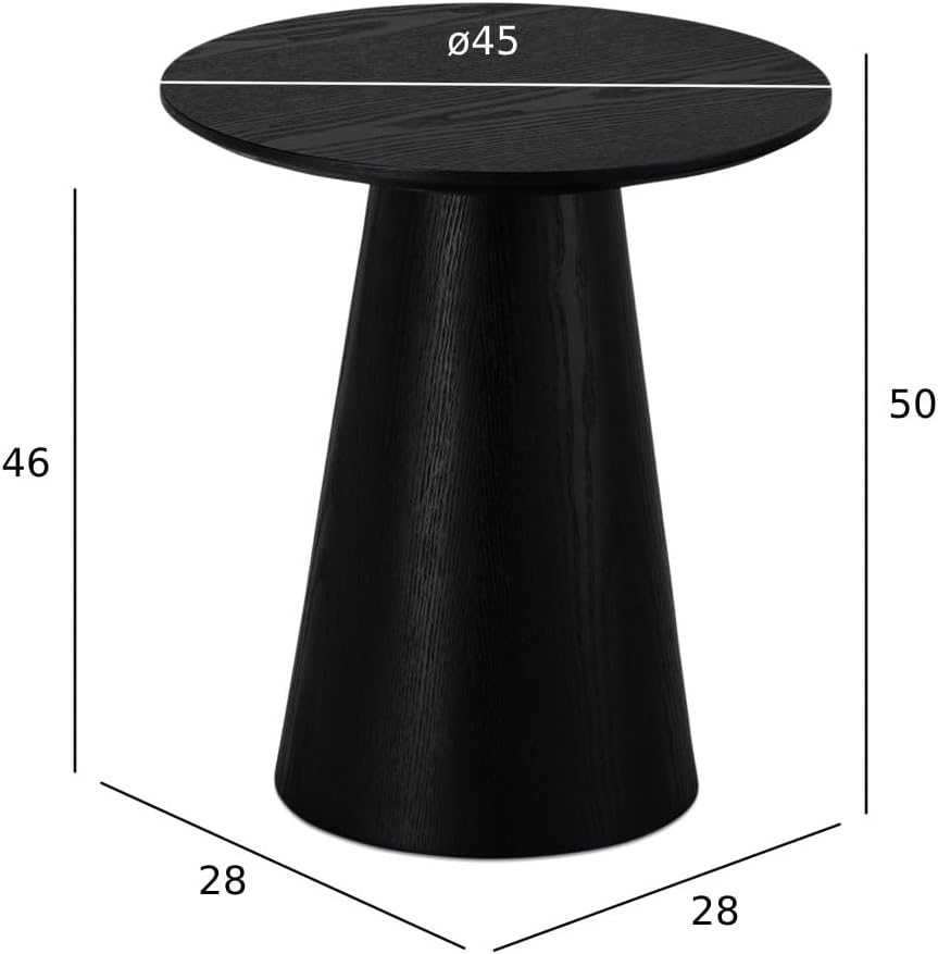 Furnhouse Ibbe Design Runder Schwarz Couchtisch Wohnzimmertisch ø45x50 cm Eichenoptik Design Skandin