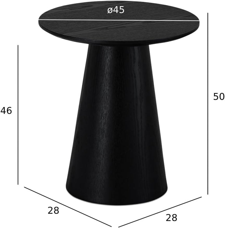 Furnhouse Ibbe Design Runder Schwarz Couchtisch Wohnzimmertisch ø45x50 cm Eichenoptik Design Skandin
