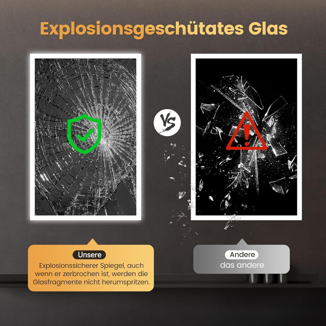 YOLEO Badspiegel mit Beleuchtung 120x80cm, LED Spiegel Wandspiegel mit Steckdose, Badezimmerspiegel