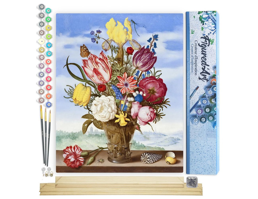 Figured'Art Malen Nach Zahlen Erwachsene Mit Rahmen Blumenstrauss - Ambrosius Bosschaert - Paint by