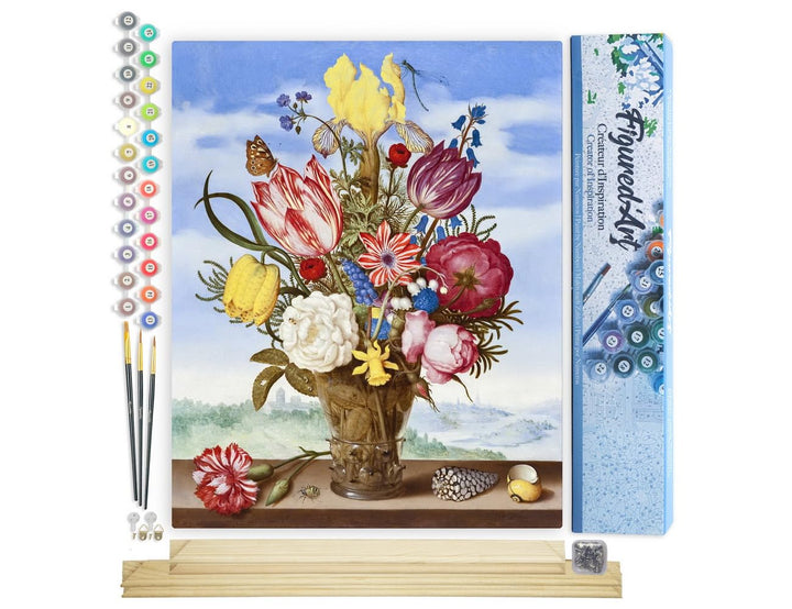 Figured'Art Malen Nach Zahlen Erwachsene Mit Rahmen Blumenstrauss - Ambrosius Bosschaert - Paint by