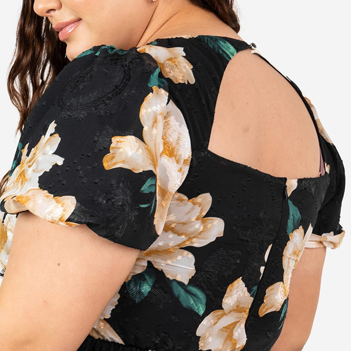 Lovedrobe Damen Womens Plus Size Summer for Ladies with Pockets Short Ballon Sleeve Crew Neck Midi L