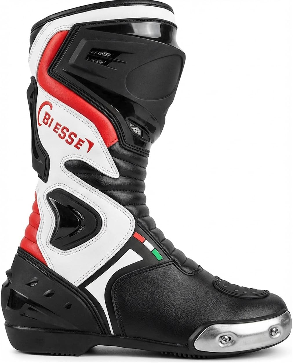 BS MOTO - Motorradstiefel Pista Sport Racing, aus Leder, professionell, atmungsaktiv 40 EU Schwarz R