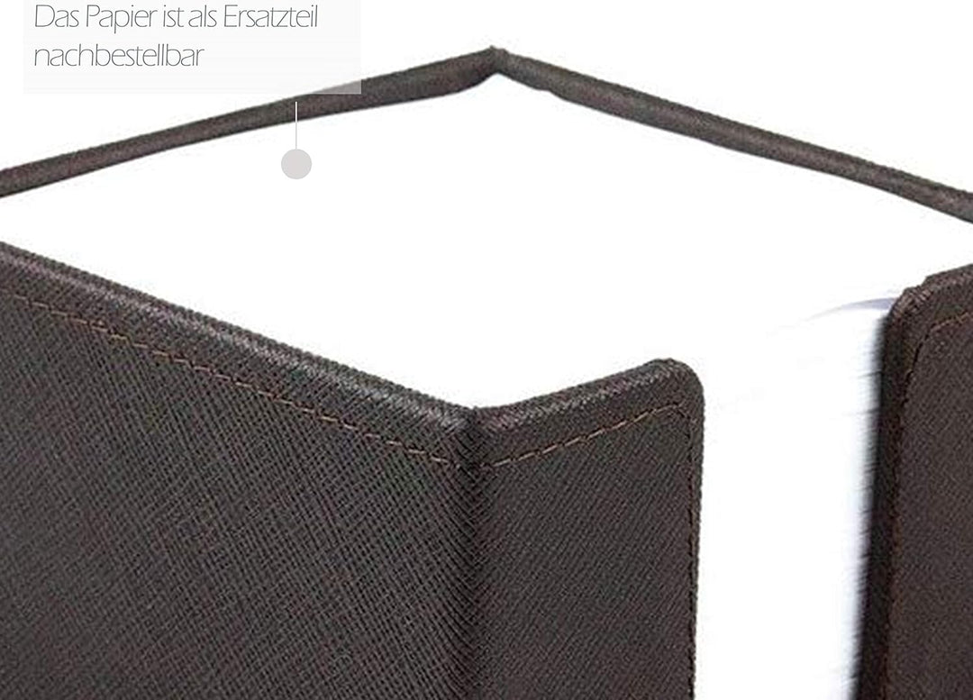 DELMON VARONE - Zettelkasten Saffiano Lederimitat braun, Zettelbox inkl. 500 Blatt Papier, Notizklot