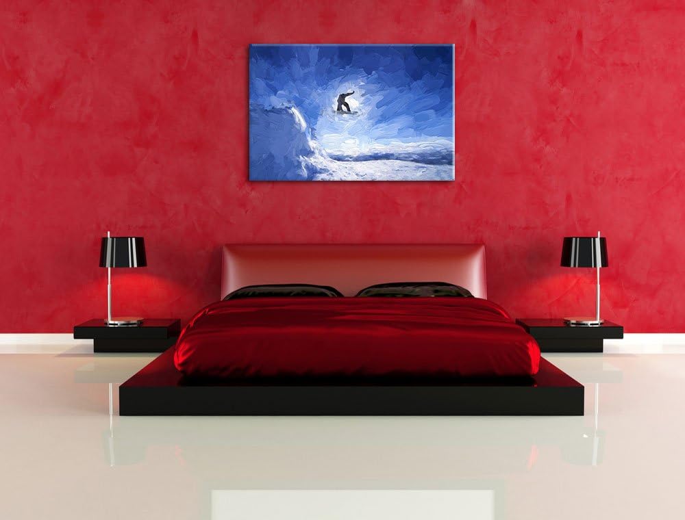 Pixxprint Snowboard Sprung Extremsport als Leinwandbild/Grösse: 100x70 cm/Wandbild/Kunstdruck/fertig