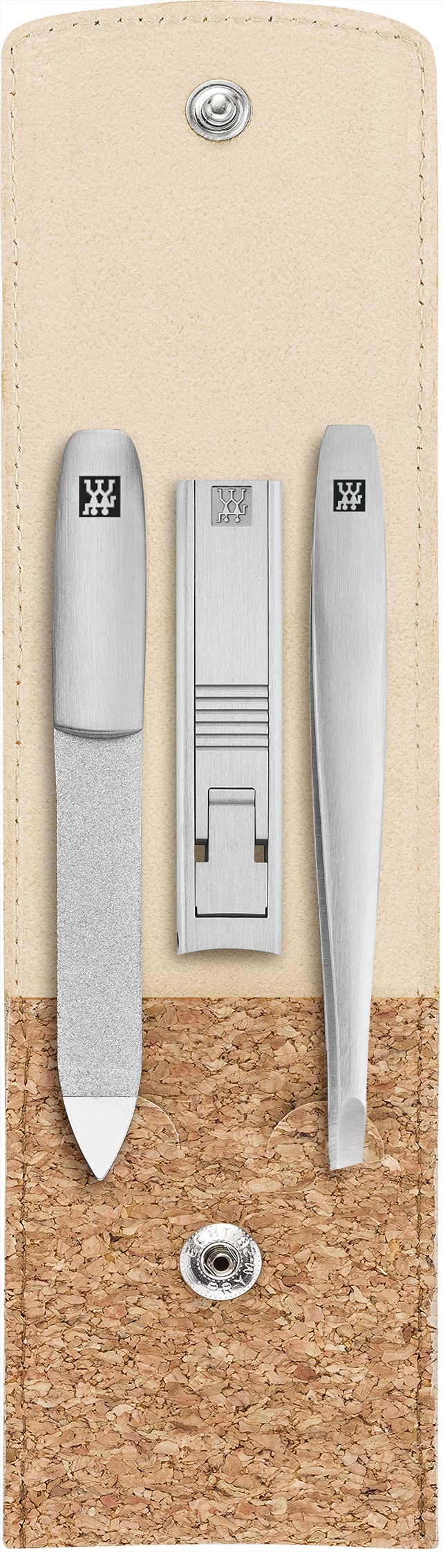 ZWILLING TWINOX Maniküre Pediküre Set 3-teilig in Reisegrösse, Geschenkset, Kork Edition, Beige 9 cm