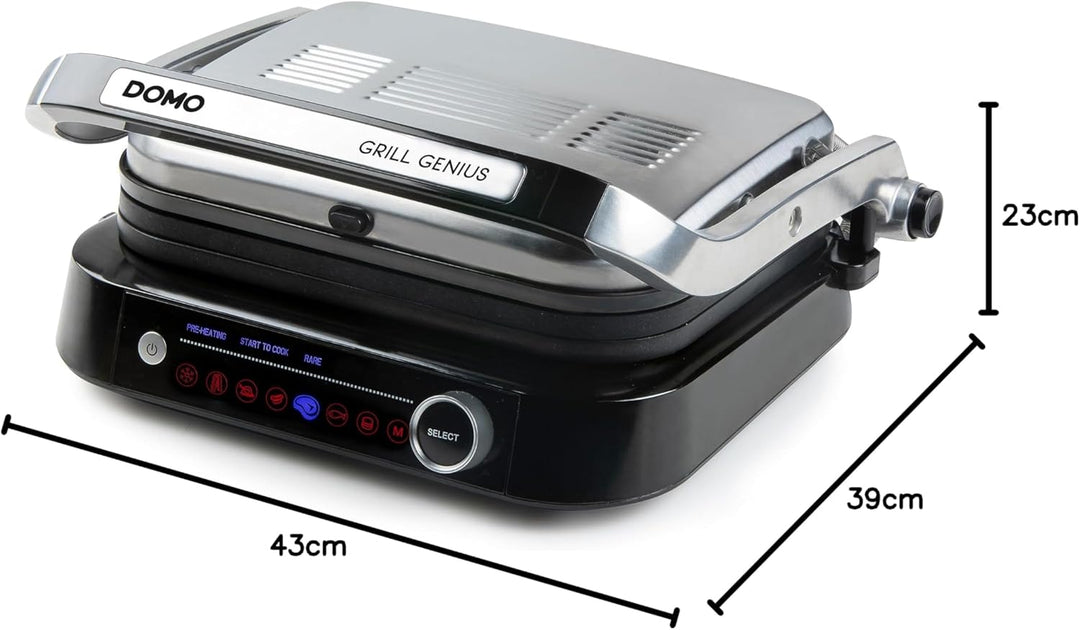 DOMO DO9249G Kontaktgrill - Grill Genius - Cool Touch Funktion - Ideal zum Grillen von Paninis, Toas