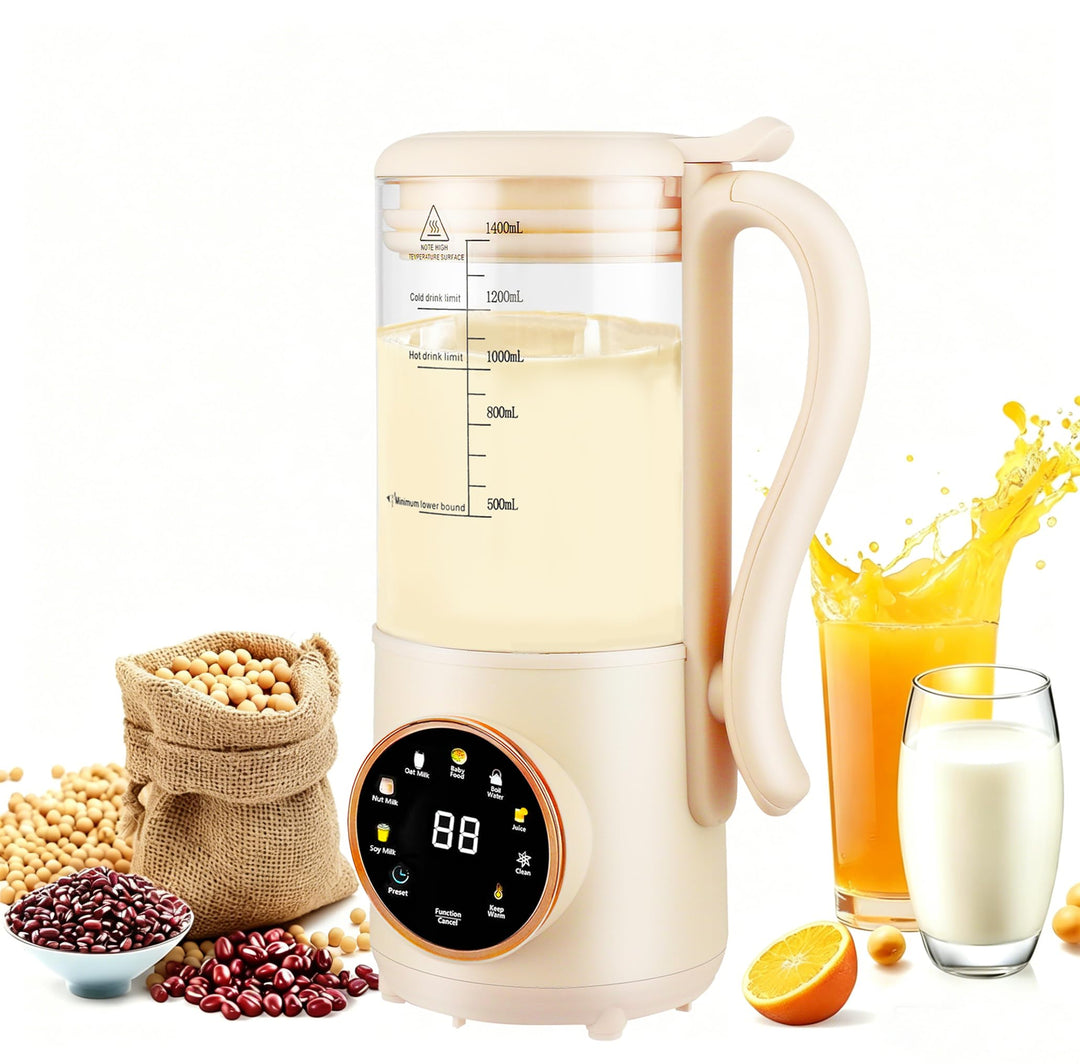Automatische Nussmilchmaschine,1400ML Multifunktionaler Sojamilch Maschine mit Selbstreinigung und V