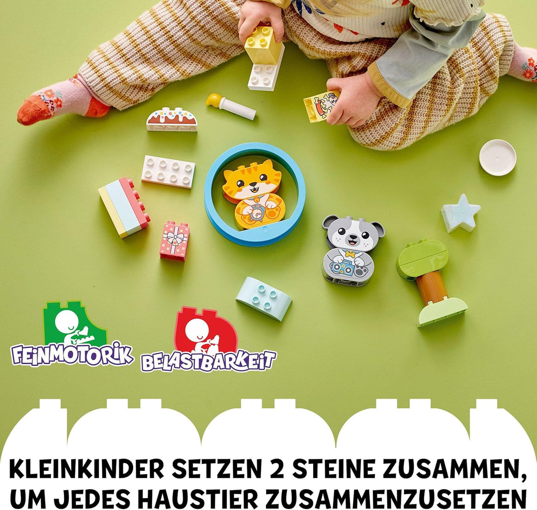 LEGO 10977 DUPLO Mein erstes Hündchen & Kätzchen - mit Ton, Steine für Kleinkinder von 1,5-3 Jahre,