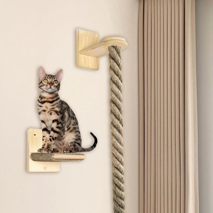 Cat Climbing Rope Kitten Tower Ladder Toy, Wall-Mounted Pet Jumping and Resting with Paw Grinding, S