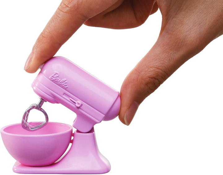 Barbie-Küchenspielzeug, gewellten braunen Haaren, Accessoires, Backspielzeug, Kätzchen, inkl. 1 Pupp