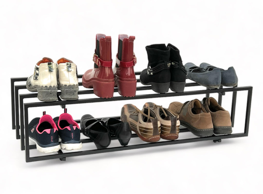 DanDiBo Schuhregal Metall Schwarz 2 Ebenen 96549 Schuhablage Schuhständer Modern Stabil Massiv Schuh
