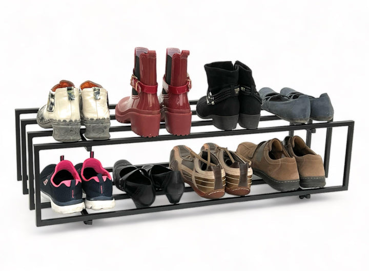 DanDiBo Schuhregal Metall Schwarz 2 Ebenen 96549 Schuhablage Schuhständer Modern Stabil Massiv Schuh